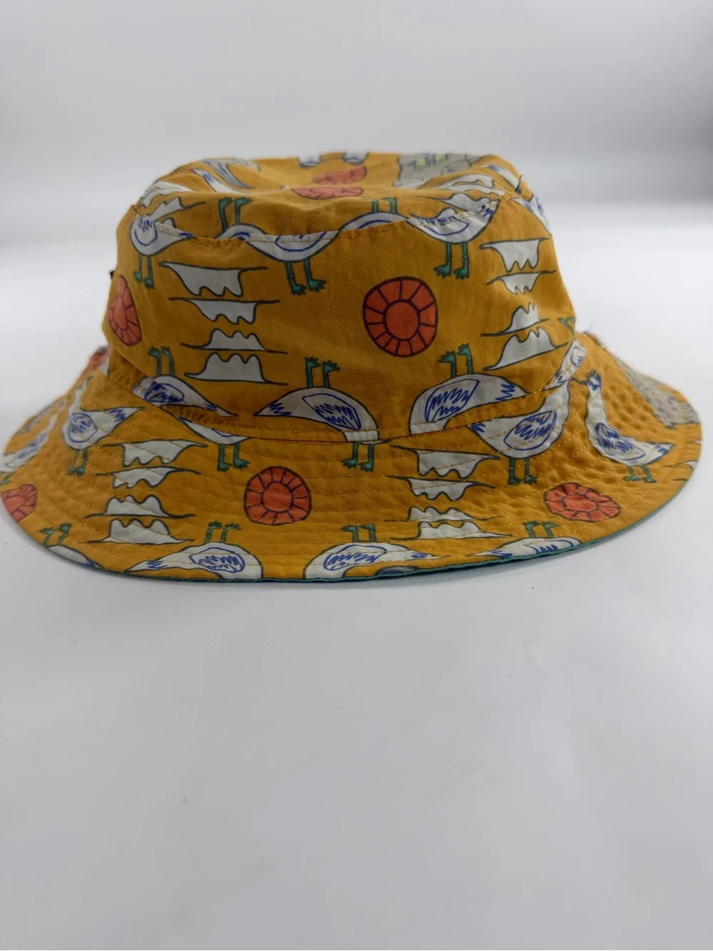 Patagonia Kids Bucket Hat 5T Mustard Animal Print Sun Hat
